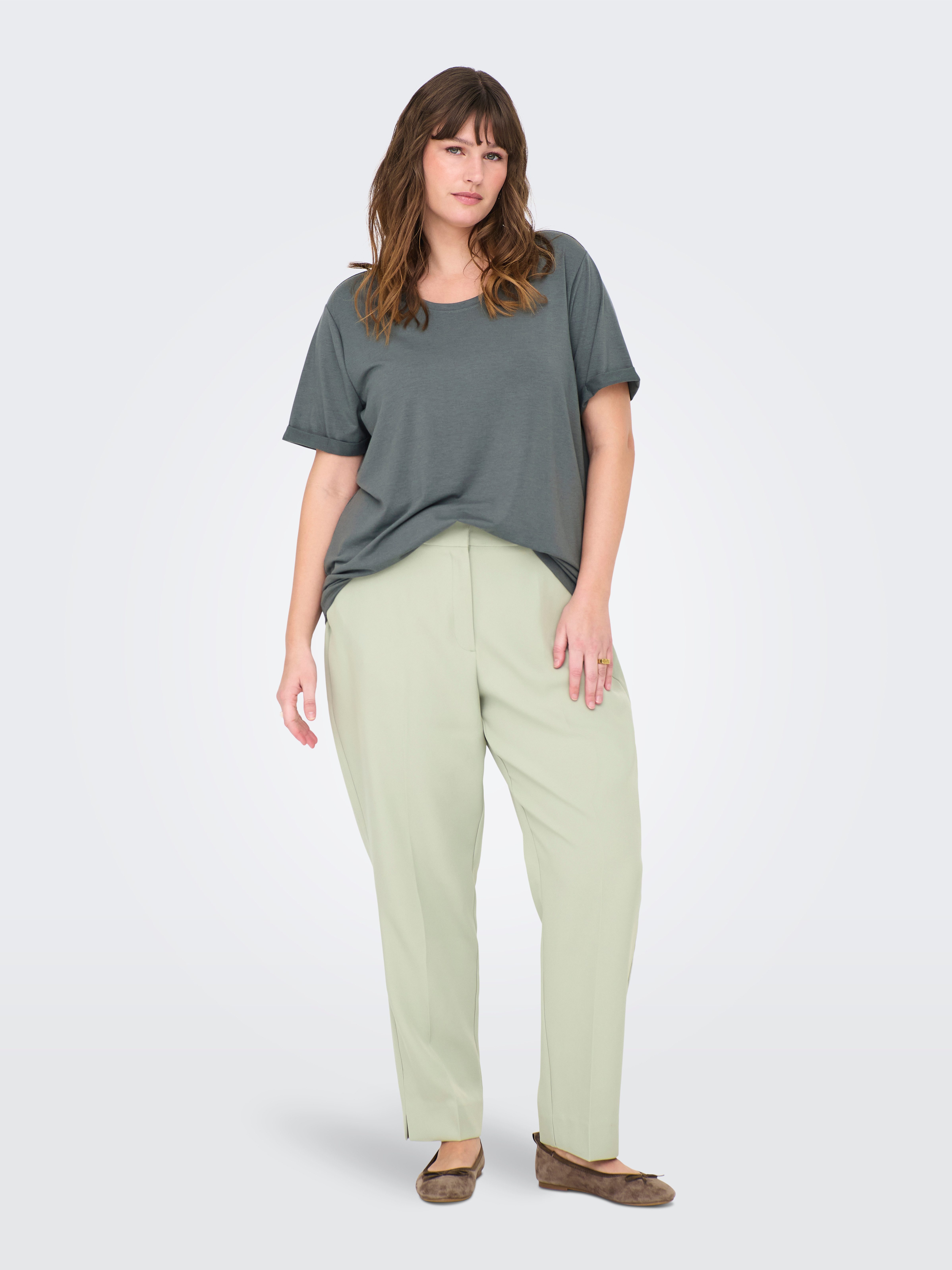 ONLY CARMAKOMA Kurzarmshirt CARMOSTER S/S FOLD UP TOP JRS NOOS Materialmix, regular fit