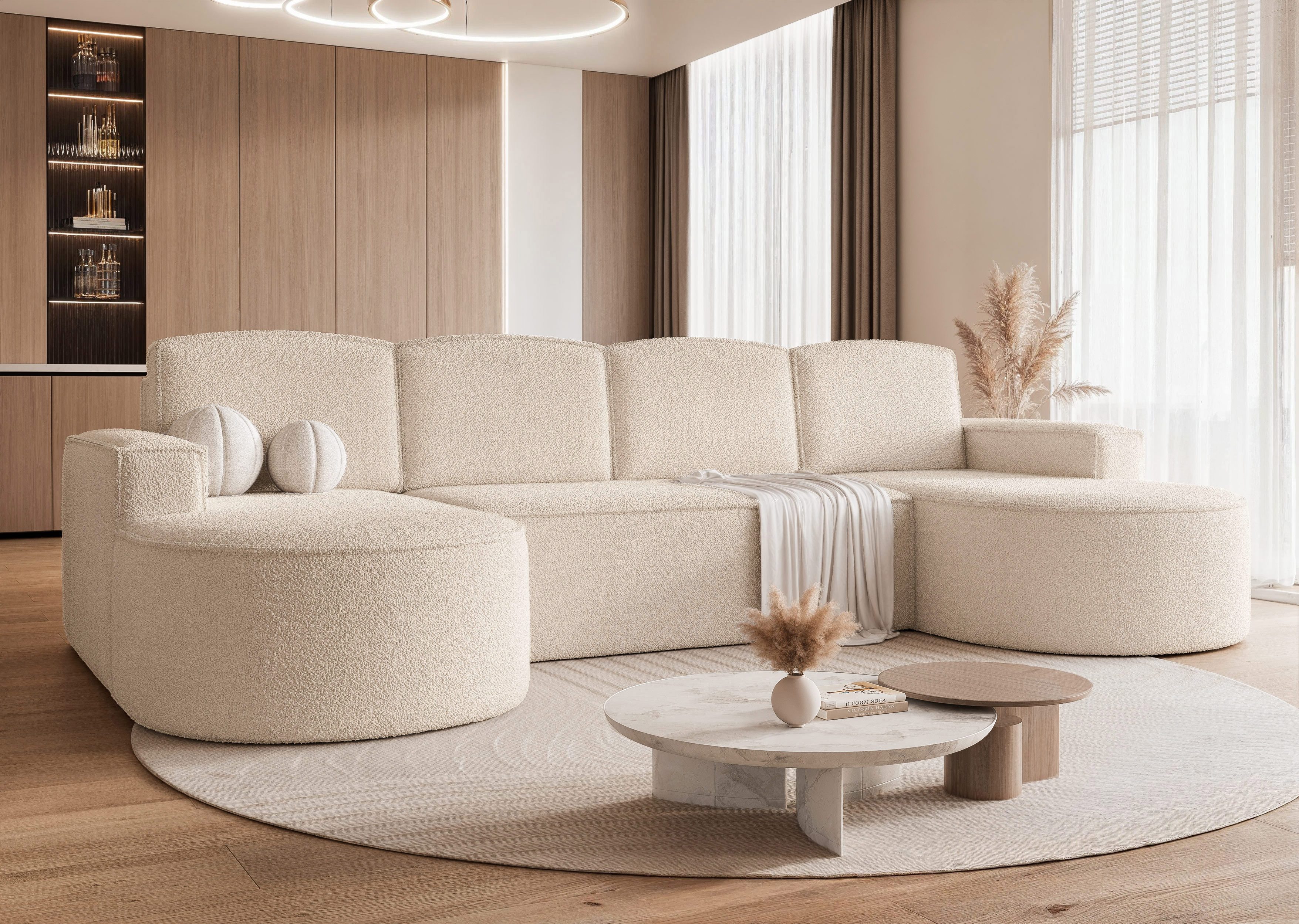 yourhouse24 Wohnlandschaft XXL U-Sofa SOFIA U in organischem Design, mit Schlaffunktion und Bettkasten, Seite universal – Bild 3 von 5
