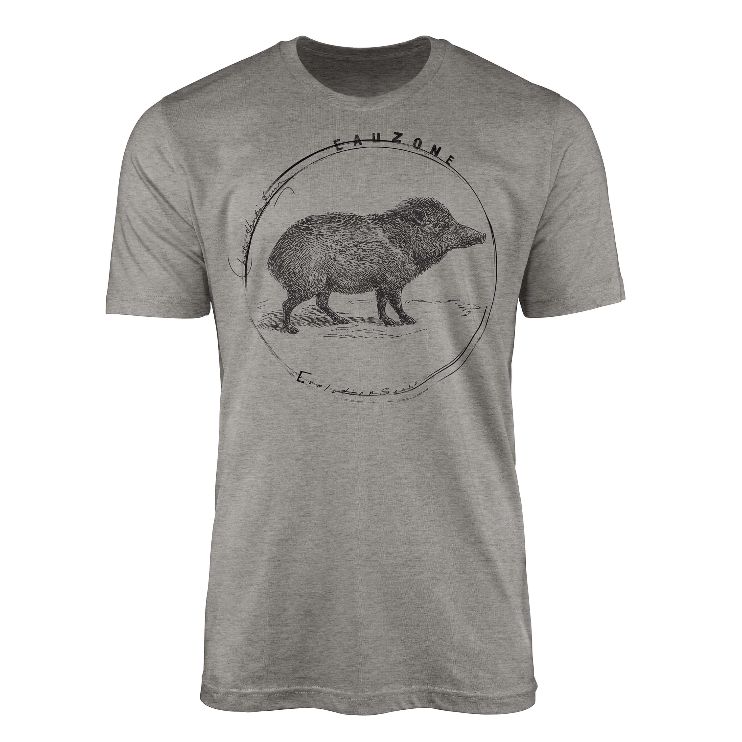 Sinus Art T-Shirt Evolution Herren T-Shirt Wildschwein Ash