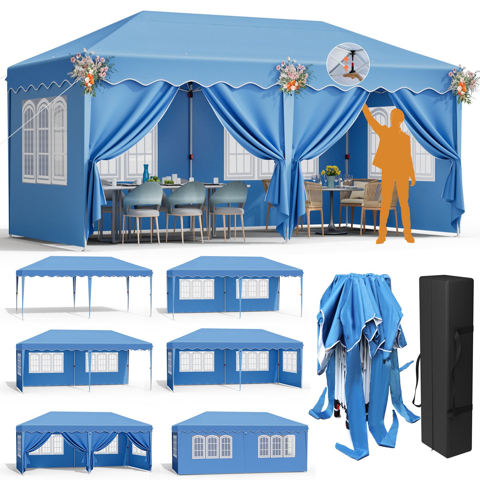 TLGREEN Faltpavillon Pavillon 3x6 mit 6 günstig online kaufen