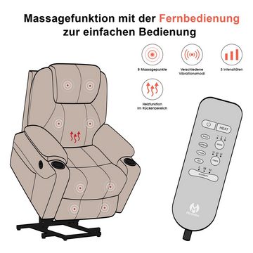 MCombo Relaxsessel MCombo Elektrisch Aufstehhilfe Relaxsessel 7040, Mit Massage, Heizung, USB, Kunstleder, Stoff, Mikrofaser