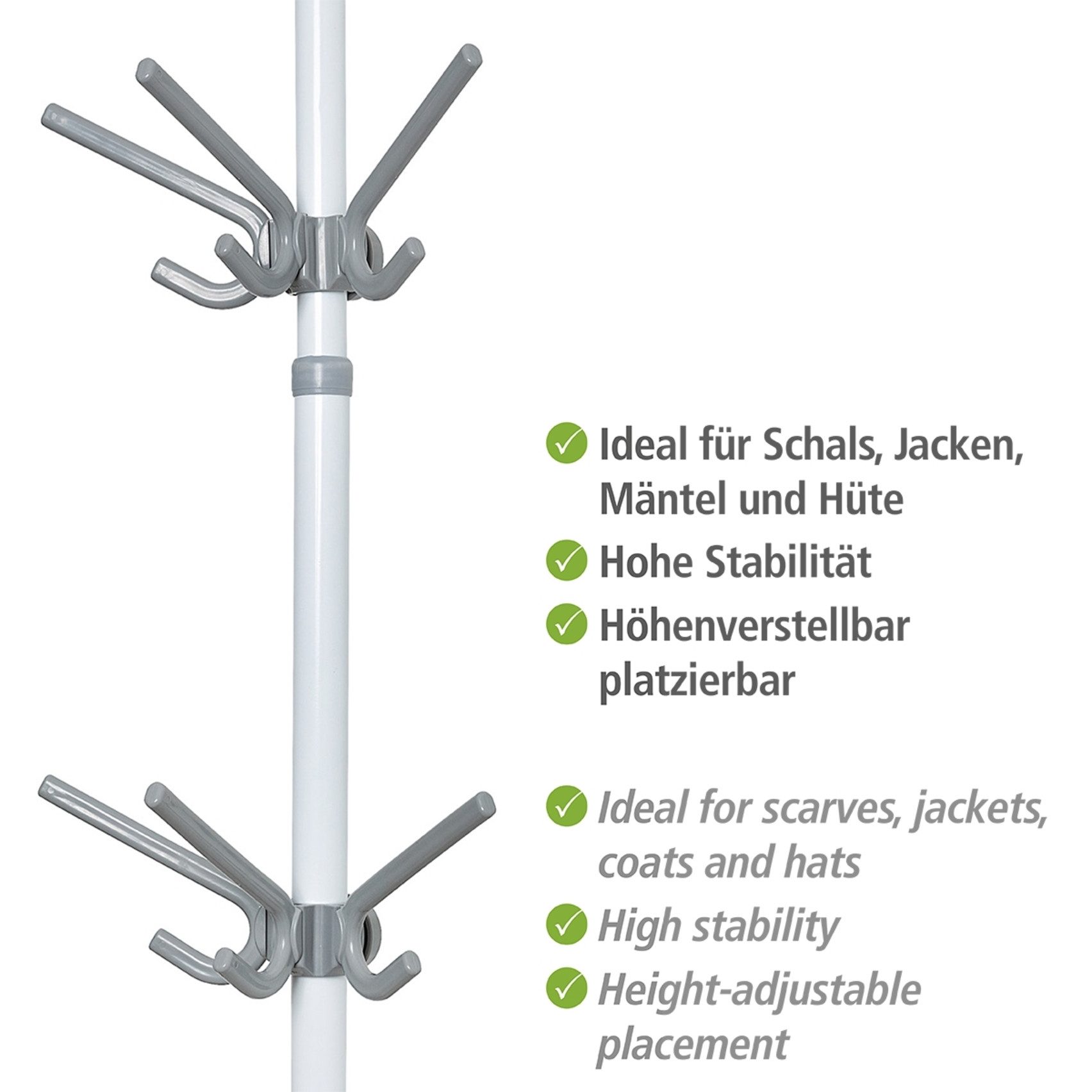 WENKO Kleiderhaken Modell Herkules, (Set, 2-St), Haken mit 3 Aufhängern, Erweiterung zum WENKO Herkules Teleskop-System