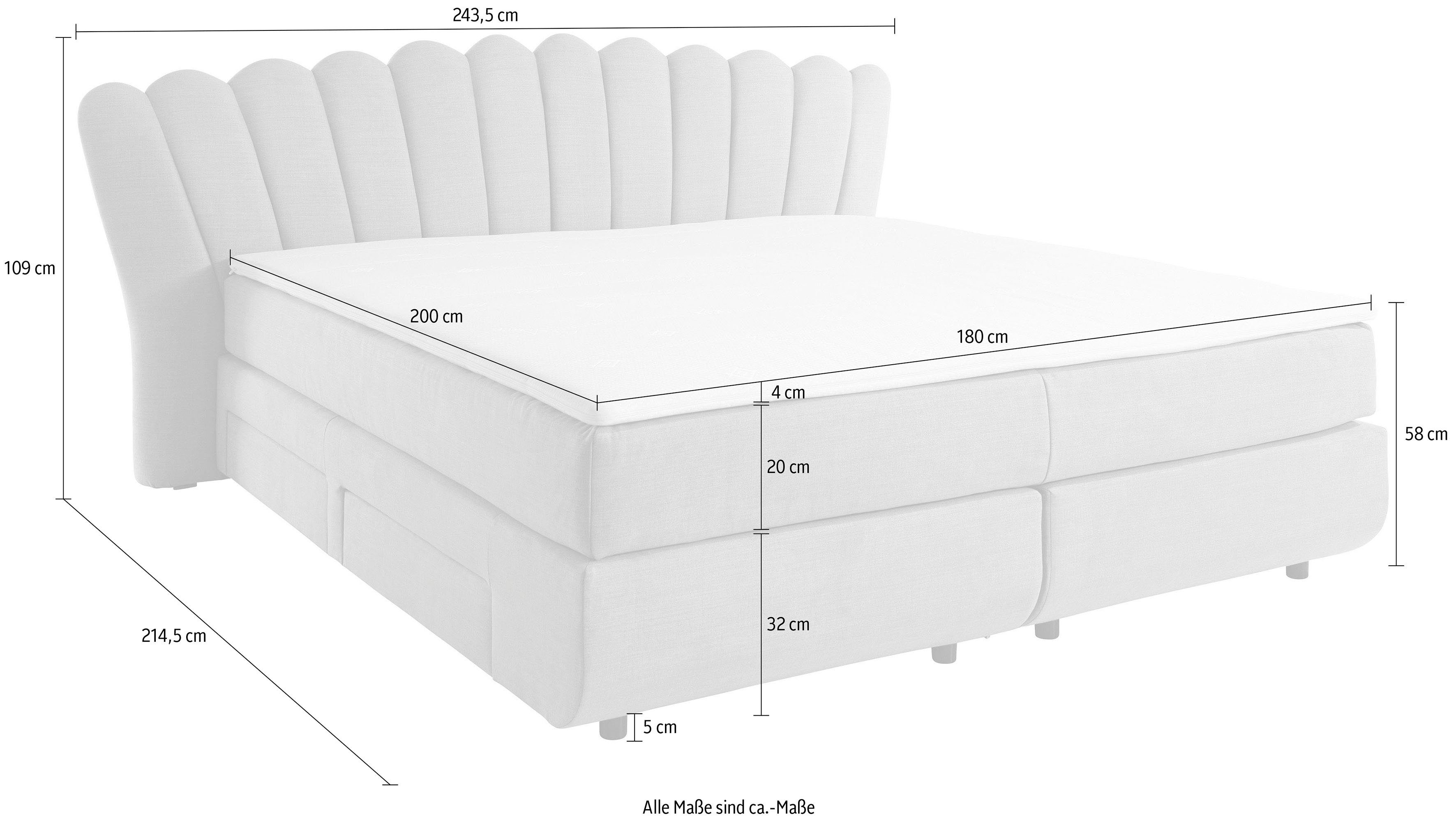 Leonique Boxbett Fleurir, Breite 180 90, verschiedene 3 cm, Liegebreiten: 180 und 140 cm