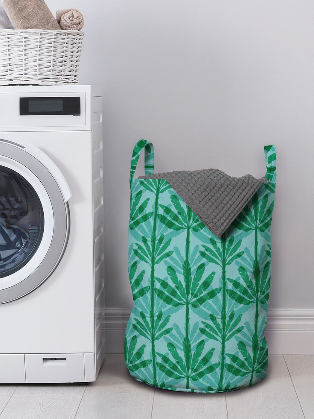 Abakuhaus Wäschesäckchen Wäschekorb mit Griffen Kordelzugverschluss Waschsalons, Muster Bananenblätter Baum für Exotische