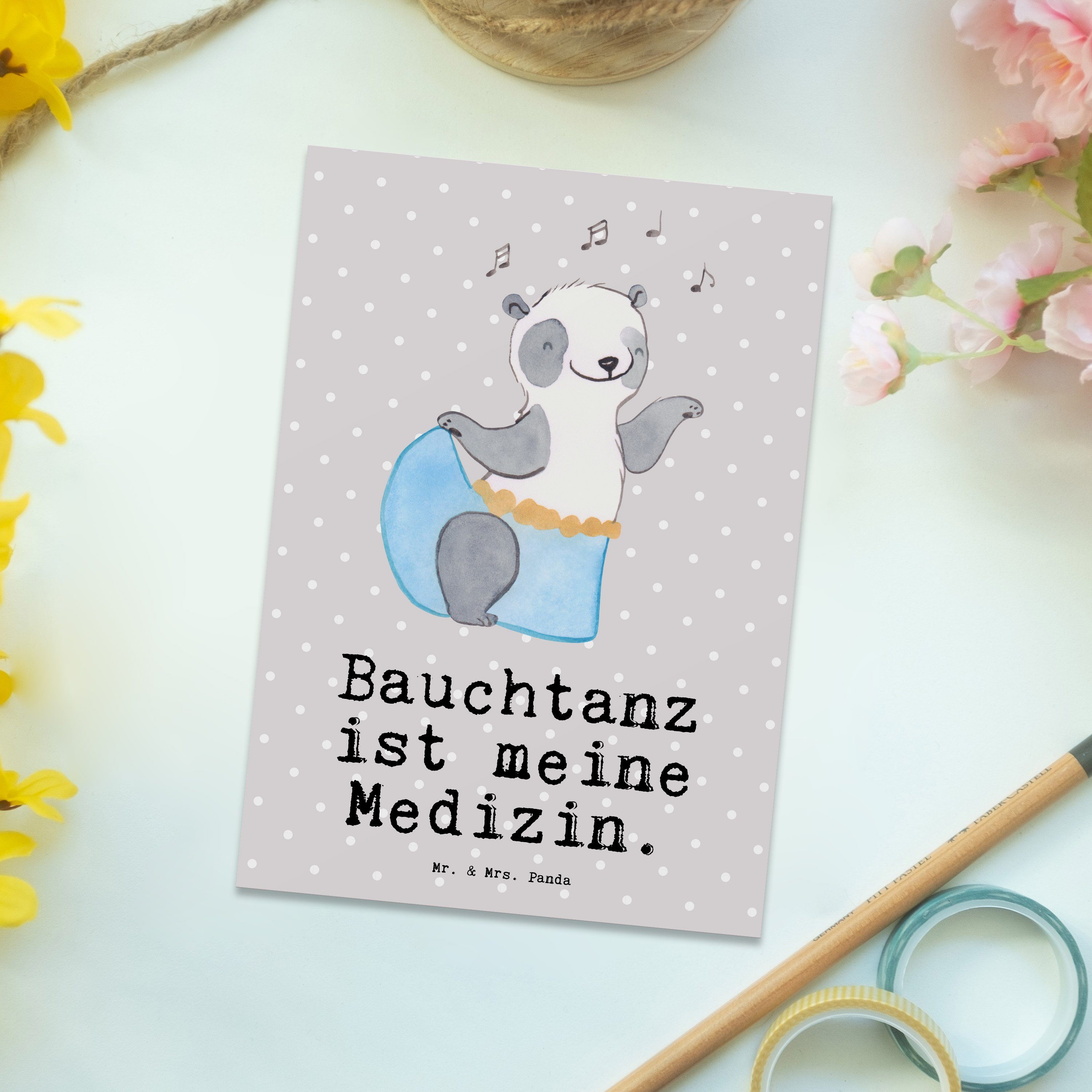Pastell Panda Auszeichnung, - Medizin Bauchtanz Mrs. Panda - & Postkarte Geschenk, Grau Mr. Ansi