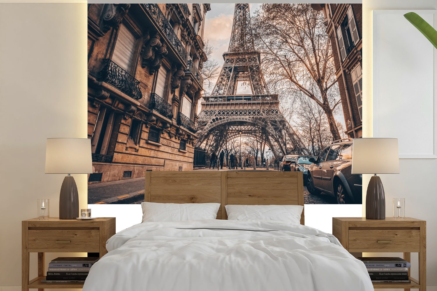 MuchoWow Fototapete Paris - Frankreich - Eiffelturm, Matt, bedruckt, (5 St), Vinyl Tapete für Wohnzimmer oder Schlafzimmer, Wandtapete