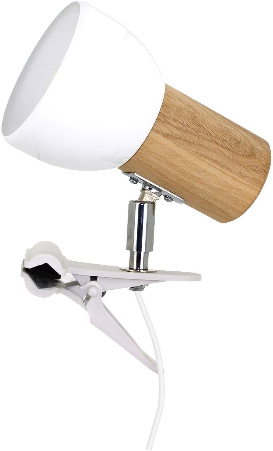 SPOT Light Klemmleuchte SVENDA, ohne Leuchtmittel, Naturprodukt aus Massivholz,mit beweglichem Kopf