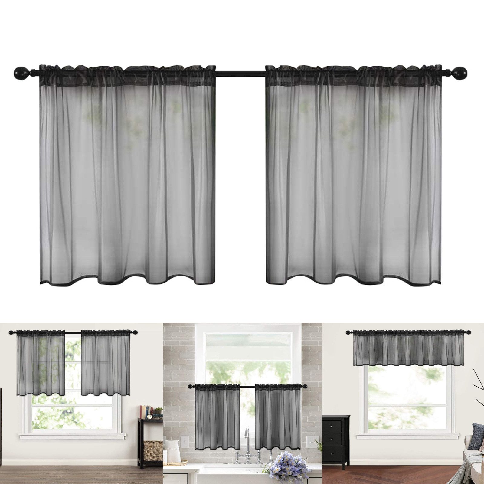 BTTO V&G Scheibengardine Gardinen Kurz Vorhänge, Stabtaschenkopf, Bistrogar günstig online kaufen