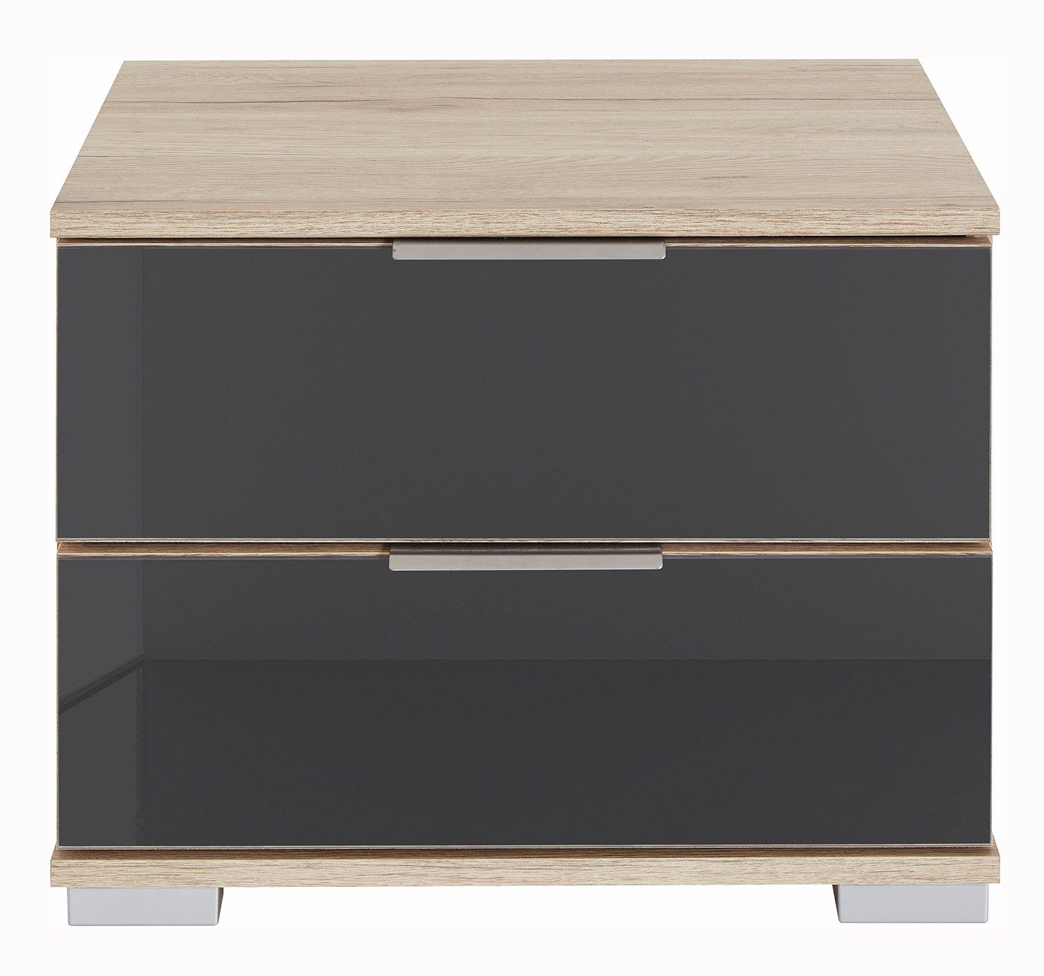 Wimex Nachtkonsole Easy Plus (mit Schubladen, 1 St., moderne Optik, mit Schubladen), 52x38x40cm Eiche Sanremo / Glasgrau