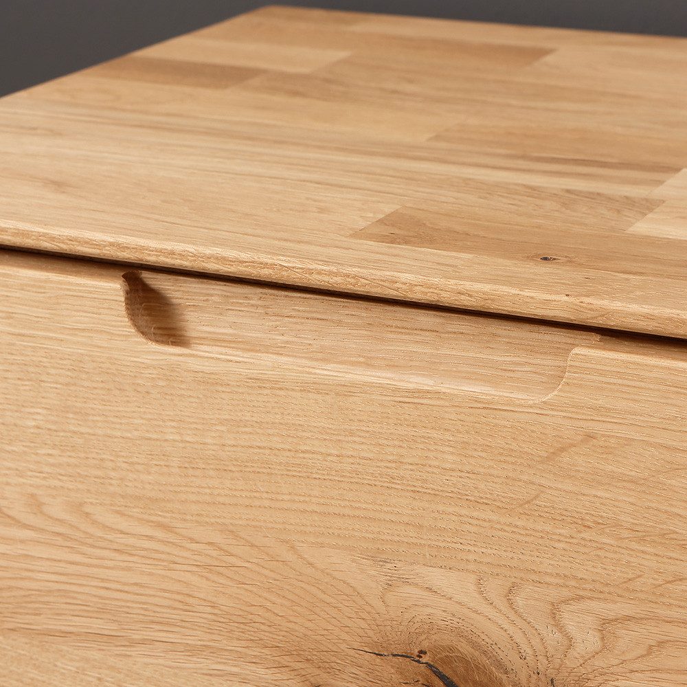 Lomadox Lowboard WISLA-69, Massiv Wildeiche geölt, 220 cm, Griffeinfräsung, Softclose, montiert