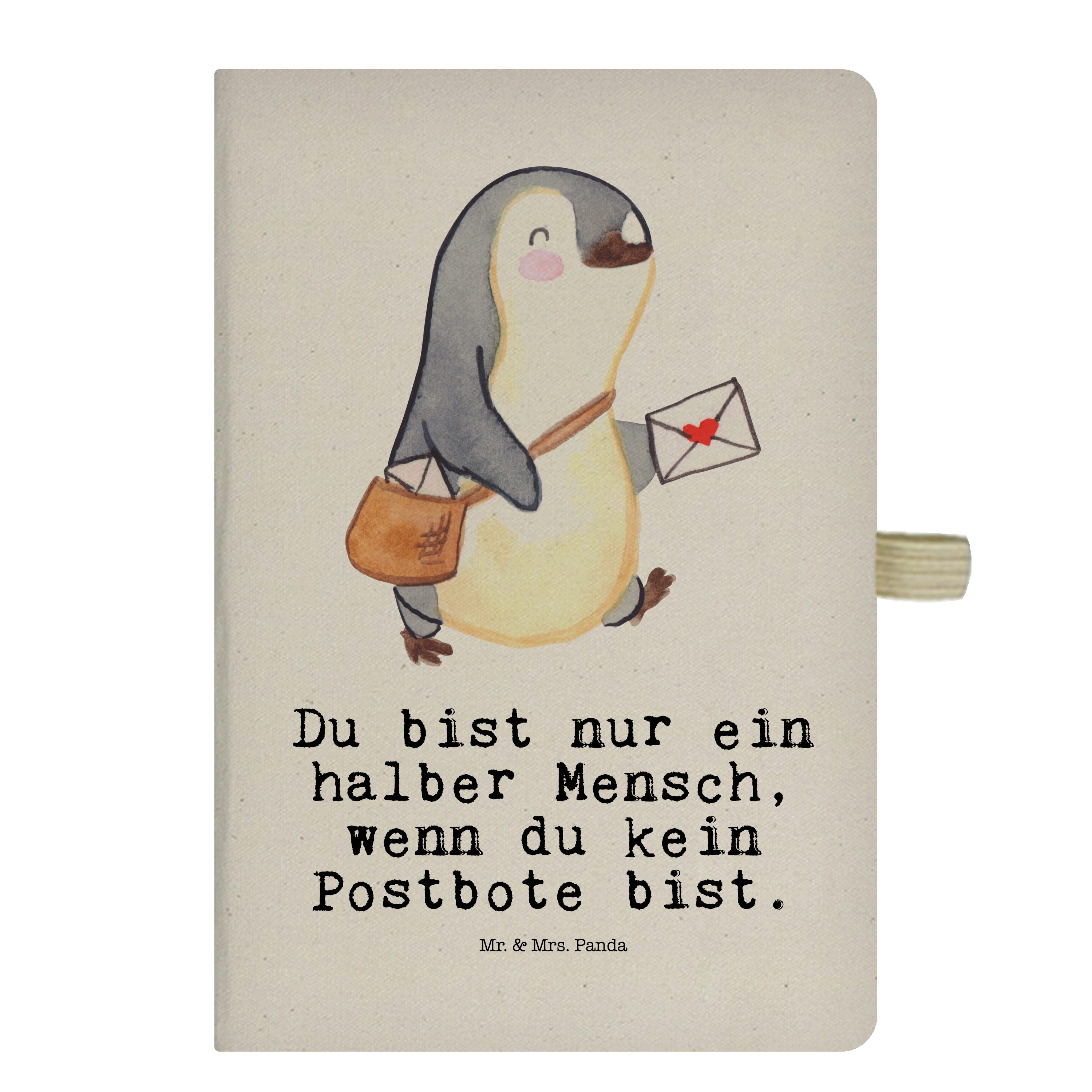 Mr. & Mrs. Panda Notizbuch Postbote mit Herz - Transparent - Geschenk, Briefzusteller, Briefträg Mr. & Mrs. Panda