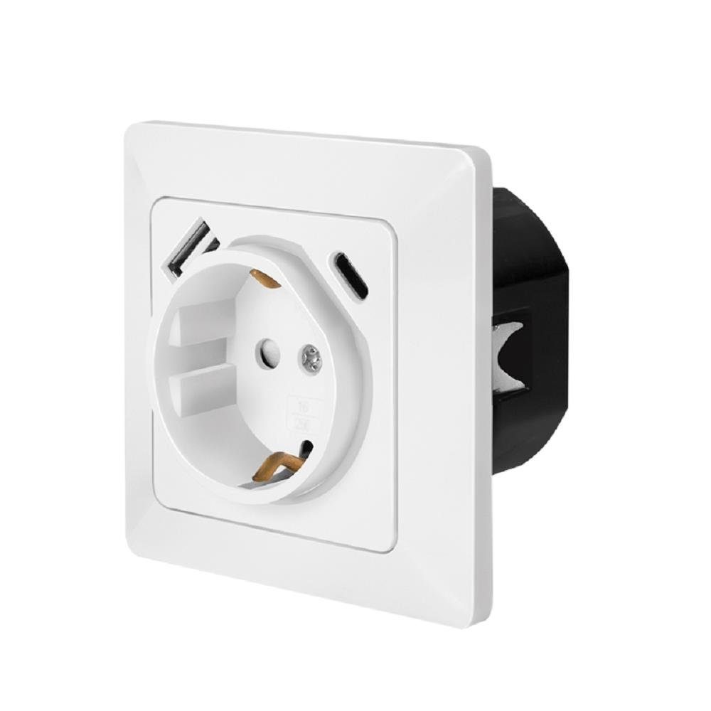 LogiLink Unterputz-Steckdose PA0253, 1x CEE 7/3, 1x USB-A, 1x USB-C PD
