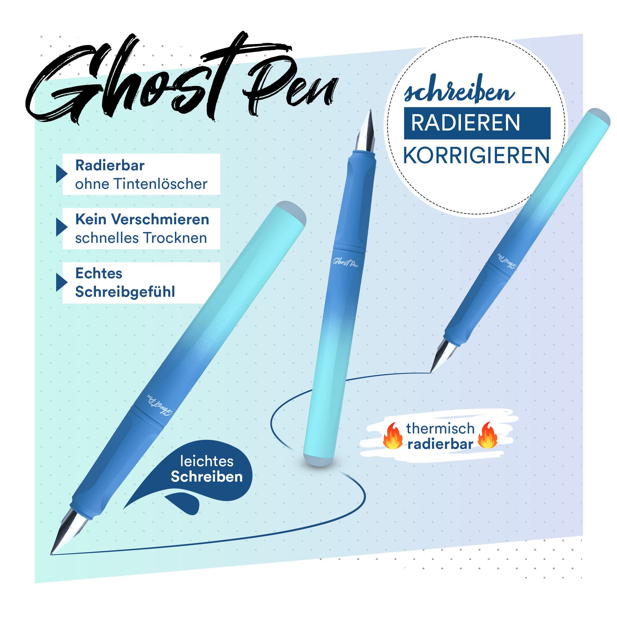 McNeill Füller McNeill Ghost Pen Füller mit radierbare Tinte ergonomisch nachfüllbar