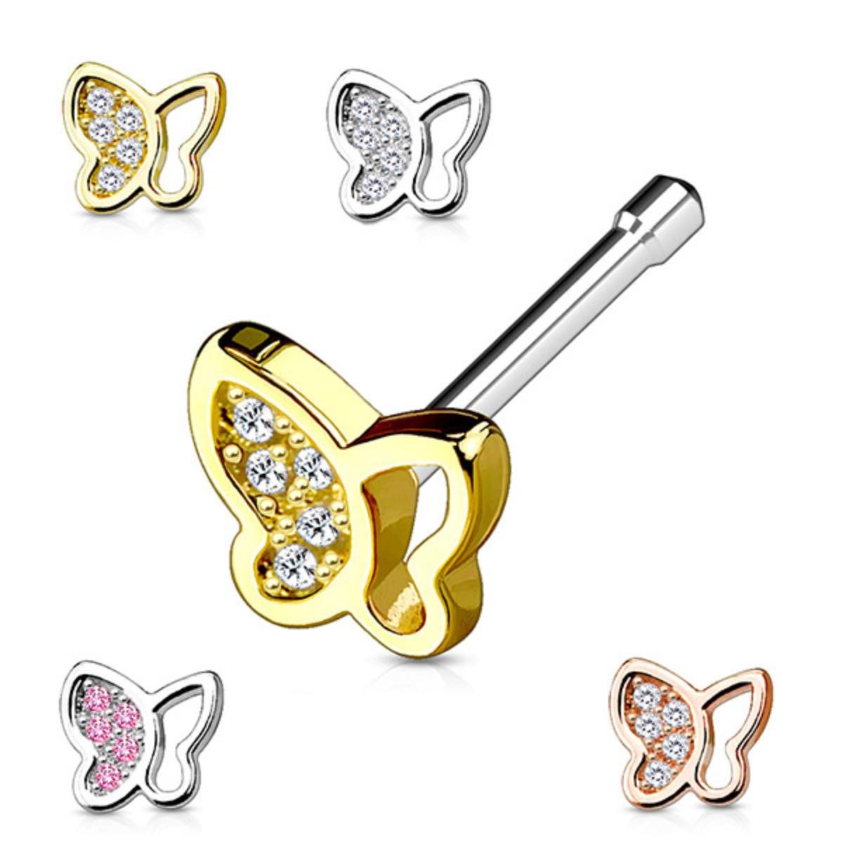 Order & Smile Schmuck Nasenpiercing Nasenstecker „Schmetterling“: Nasenpier günstig online kaufen