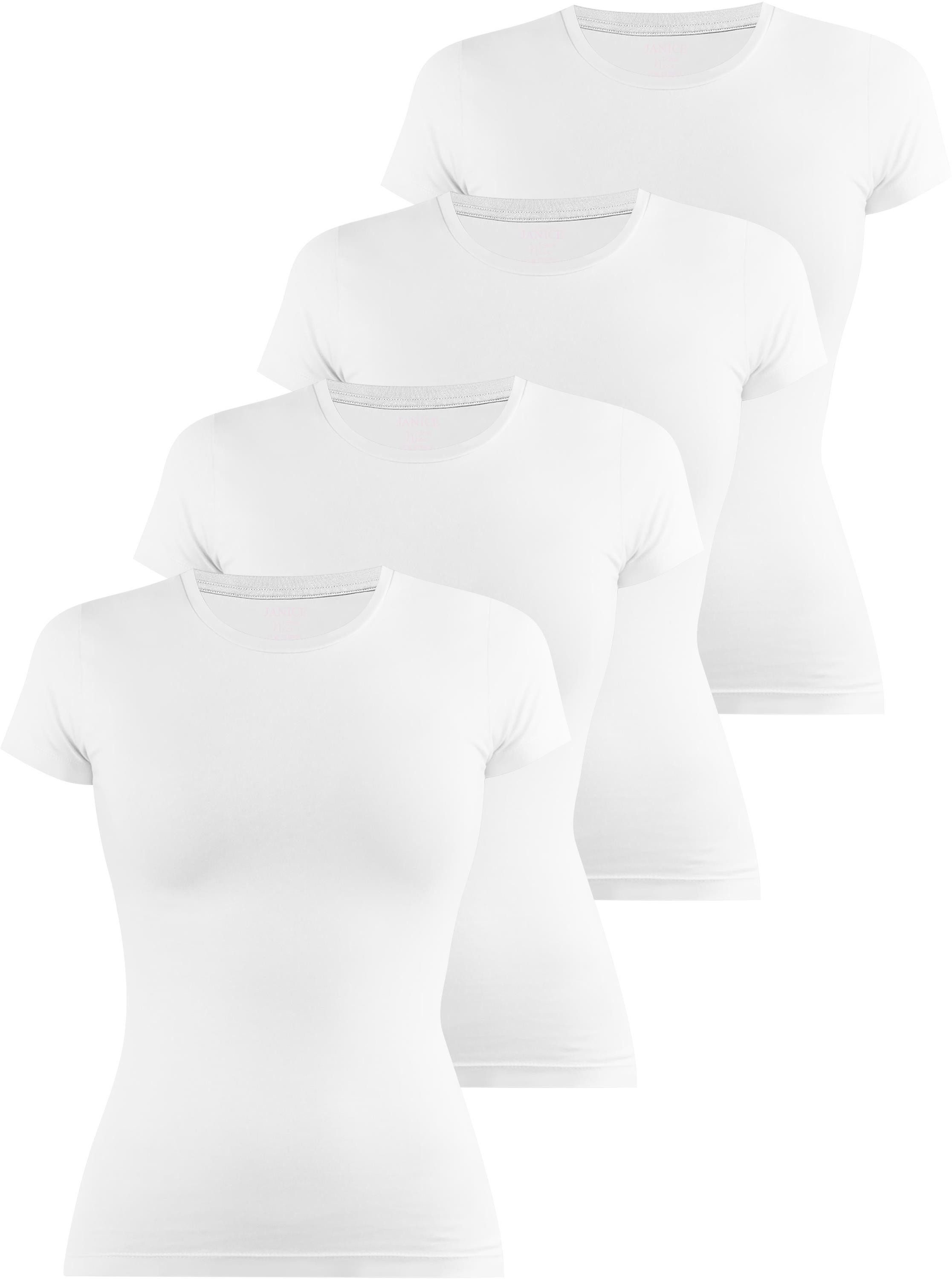 Kurzarmshirt 4 x Damen T-Shirt hochgeschlossen Nice