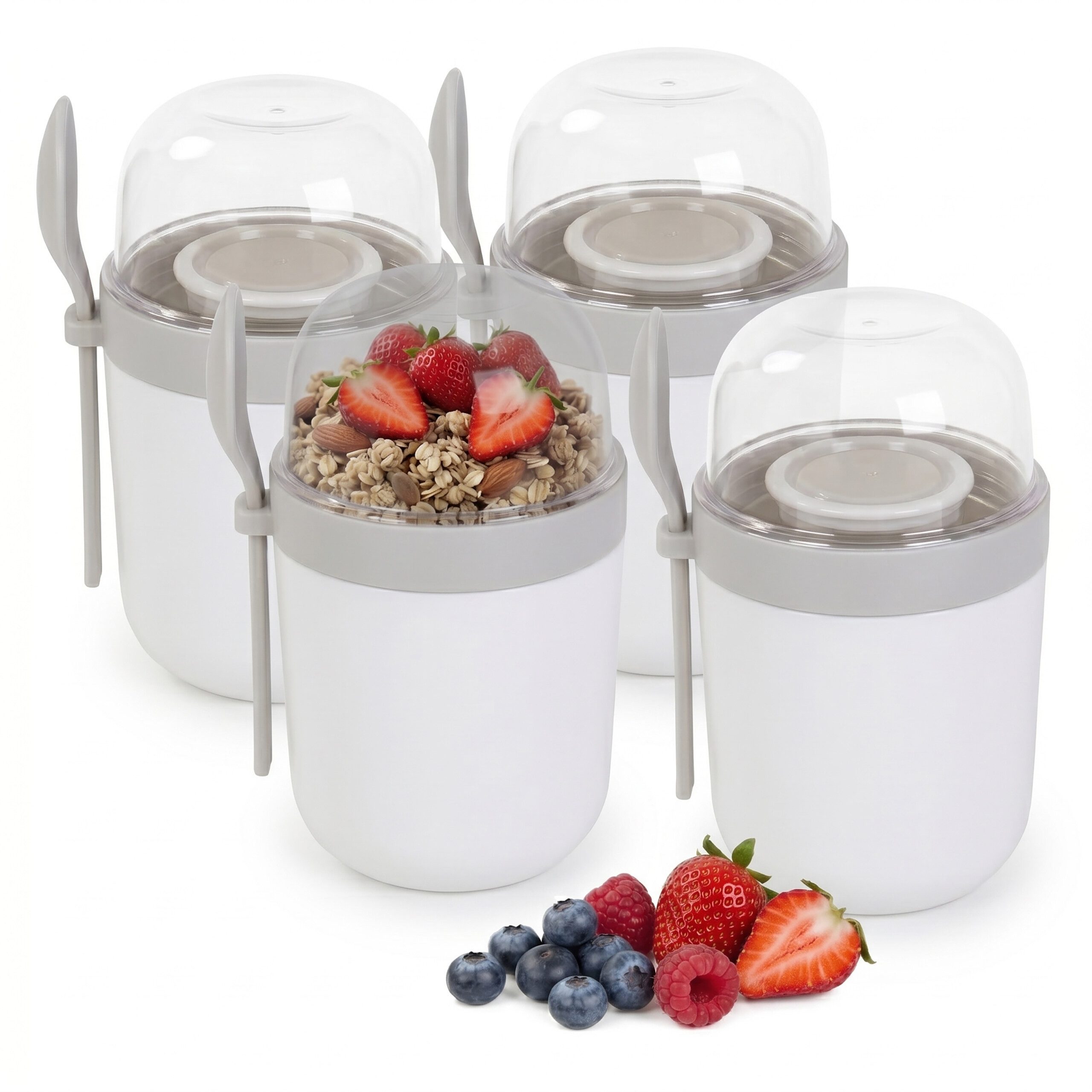 relaxdays Müslibox Müslibecher to go 4er Set, Kunststoff, (4-tlg), weiß