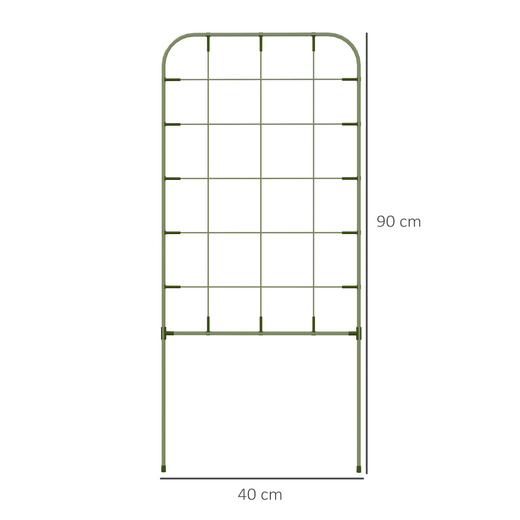 Outsunny Rankhilfe 6er-Set Pflanzenhalter, Rankgitter Gartenpflanze Stützstangen, 6 St., Gartenspaliere, für Kletterpflanzen, Balkon, Stahl, Grün, 40 x 90 cm