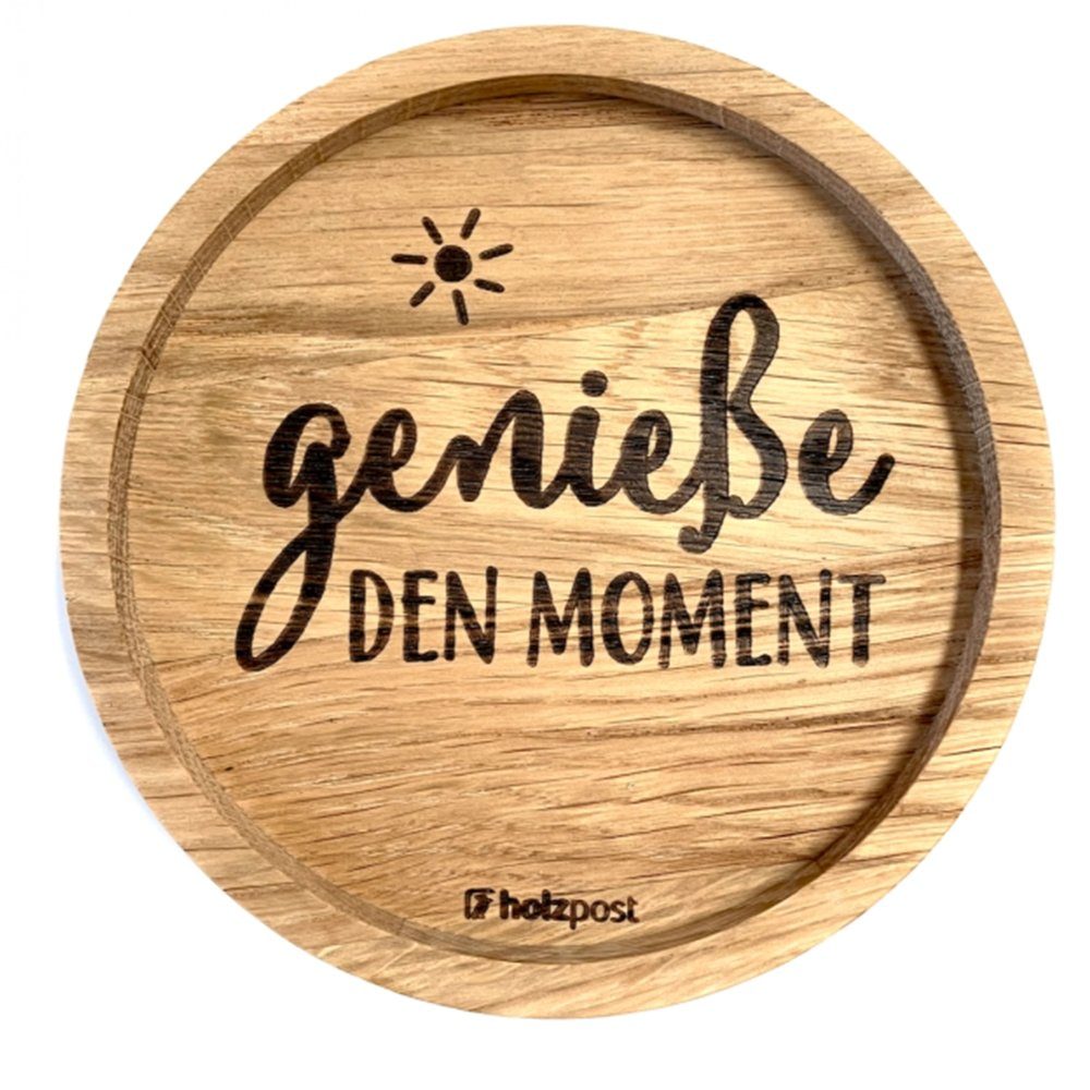 holzpost GmbH Glasuntersetzer Holzuntersetzer "genieße den Moment