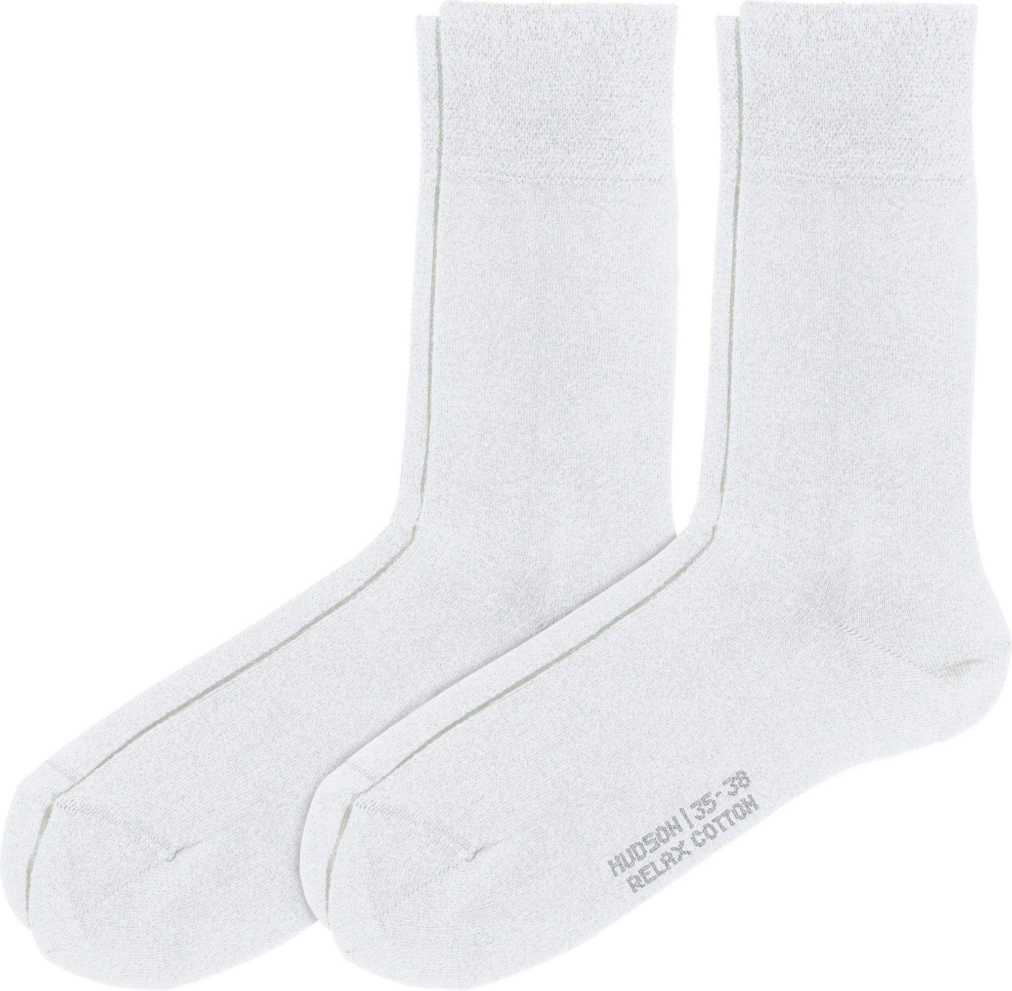 2 Uni mit Socken Damen-Socken Hudson Paar Softbund weiß