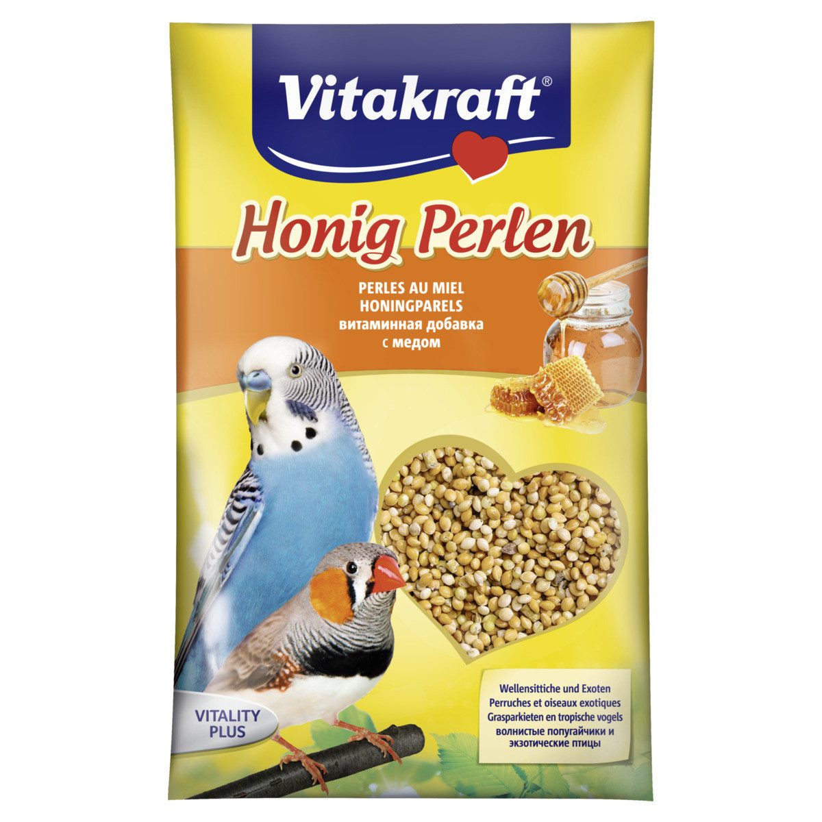 Vitakraft Honig Perlen für Wellensittiche & Exoten 20 g, Trockenfutter für: Vogel