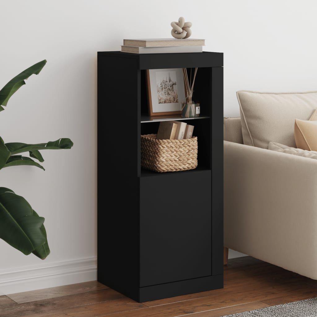 vidaXL Sideboard Sideboard mit LED-Leuchten Schwarz 41x37x100 cm (1 St)
