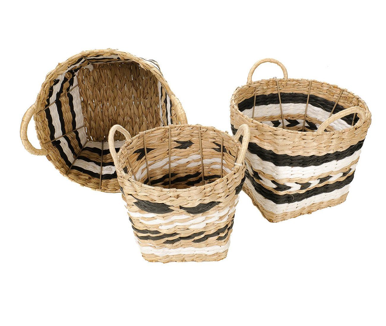 Bubble-Store Dekokorb Körbe geflochten (3-er Set), Aufbewahrungskörbe Bast, Bastkorb