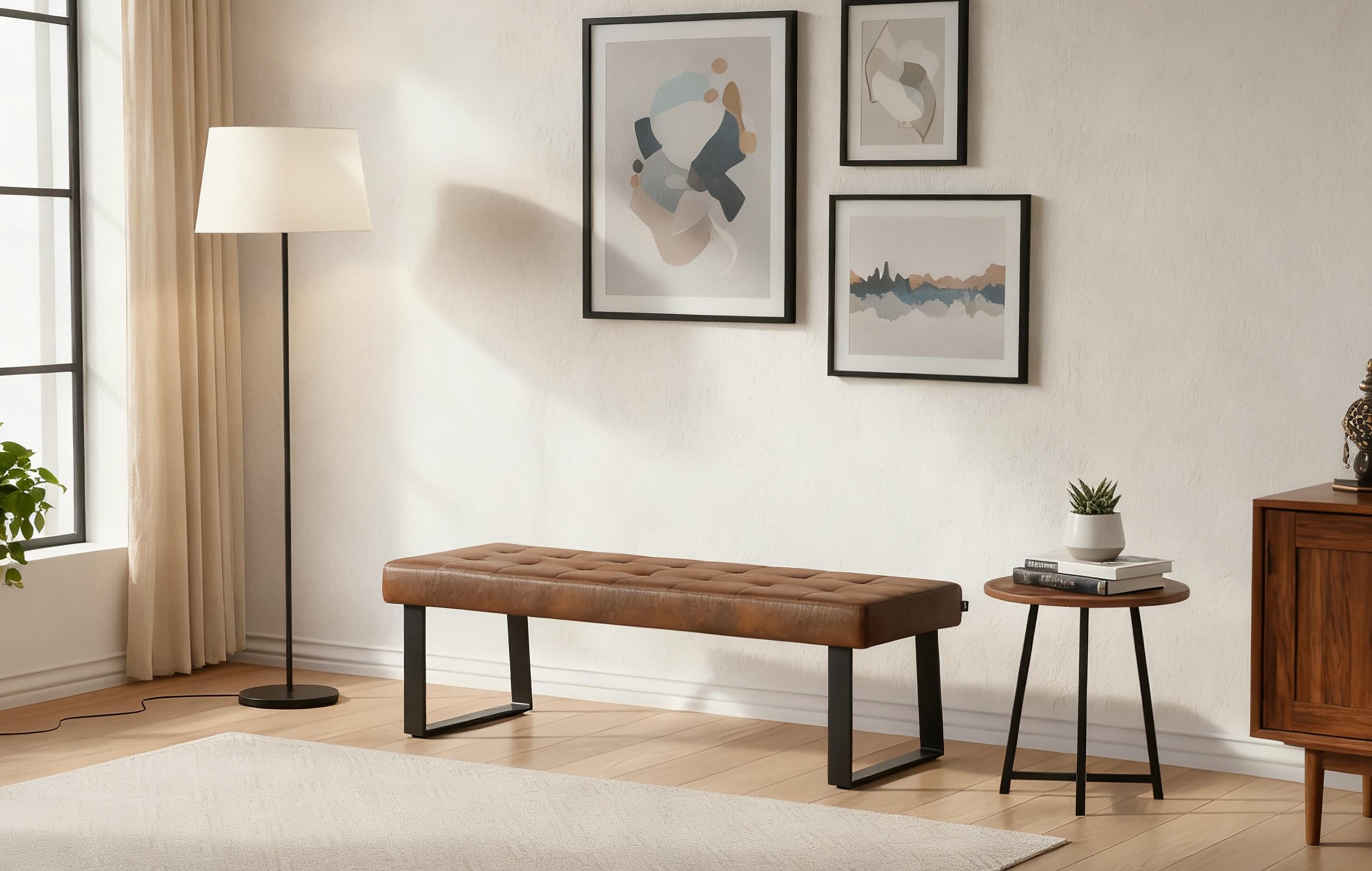 B&D home Essbank SIGFRID (1-St), gepolstert, Metallgestell, mit/ohne Rückenlehne, in 100/120/140/160cm