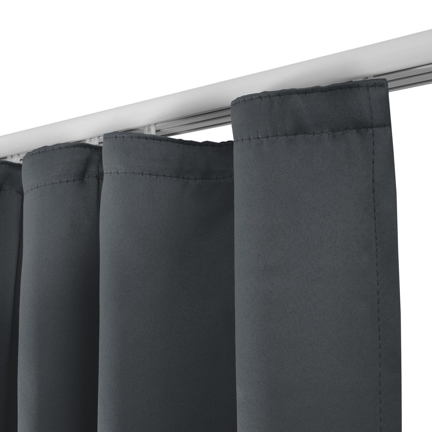 Beautissu Vorhang 2er Set Blackout Vorhang Blickdicht Anthrazit Amelie BK, 140x245cm, Kräuselband Gardine Set mit Universalband für Lange Fenster – Bild 2 von 4