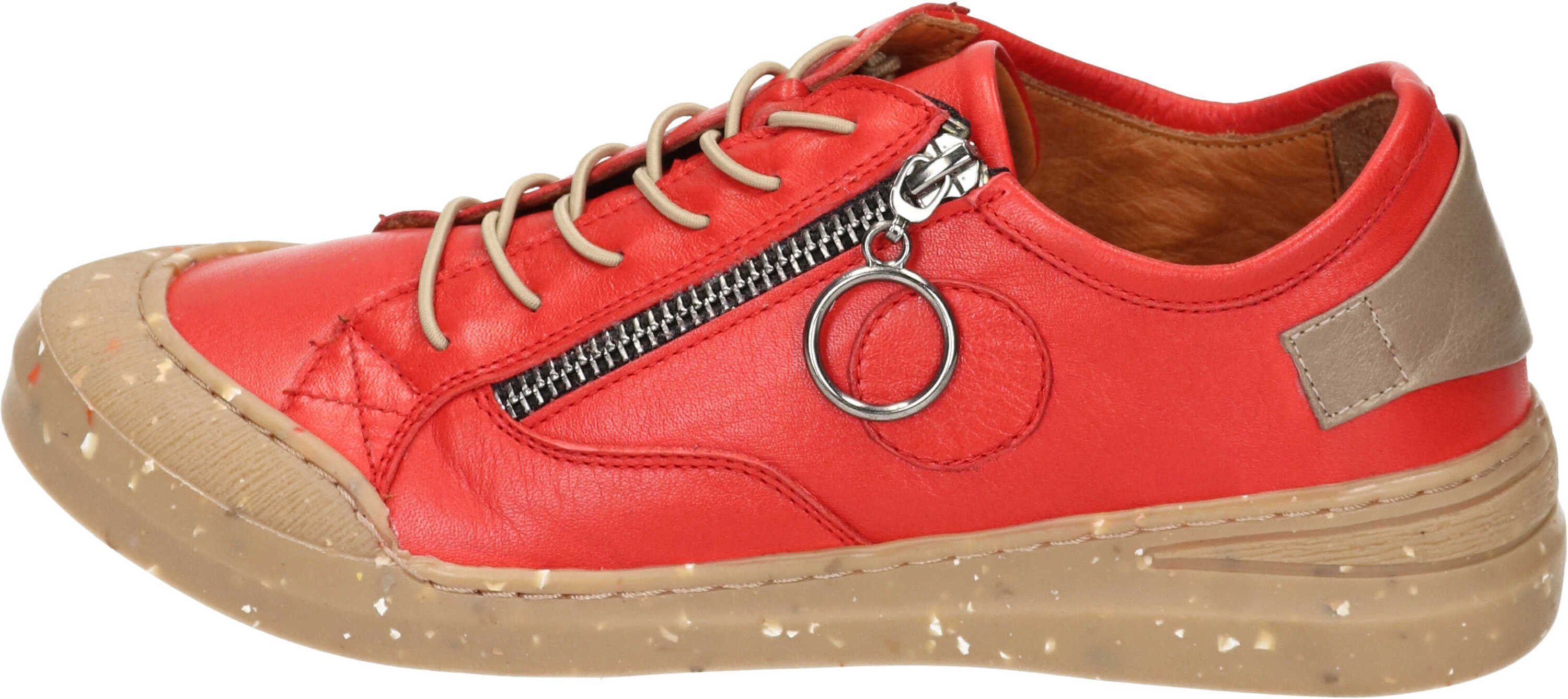 Sneaker aus echtem Manitu rot Schnürschuh Leder