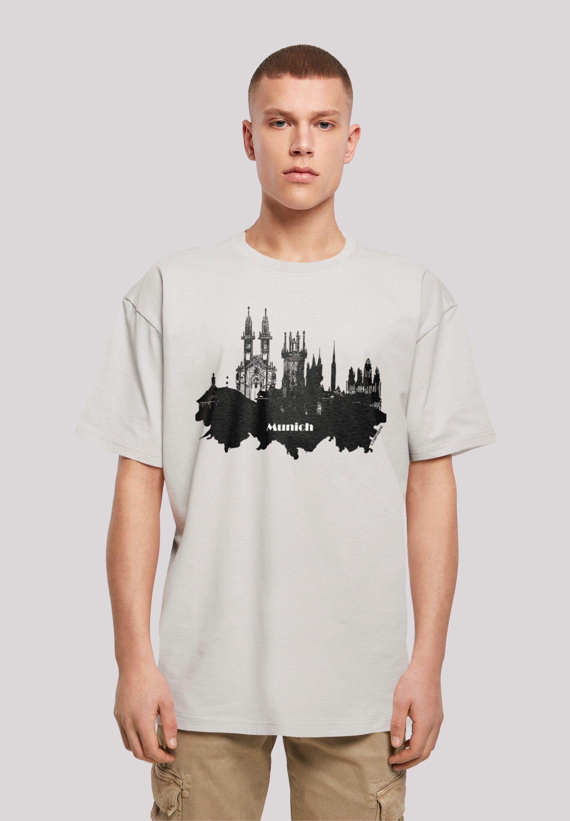 F4NT4STIC T-Shirt Cities Collection - Munich skyline Print lightasphalt