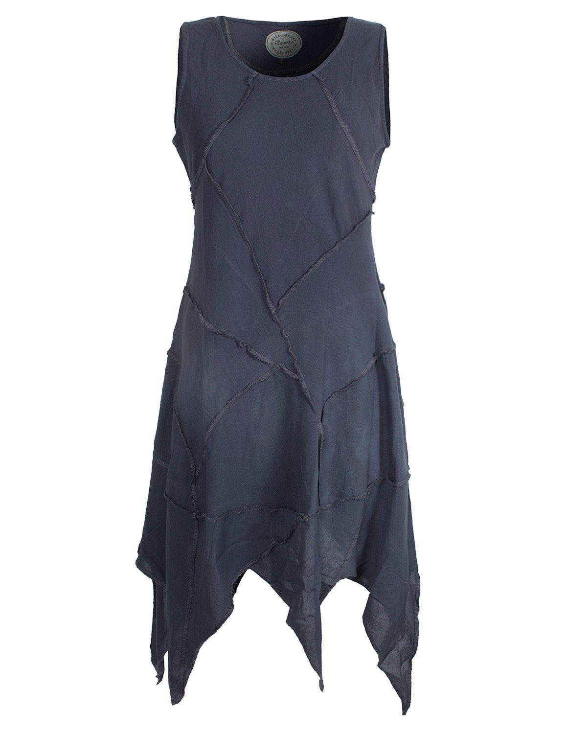 Vishes Zipfelkleid Armloses einfarbiges Patchwork Zipfelkleid Hippie, Goa, Boho, Ethno Style
