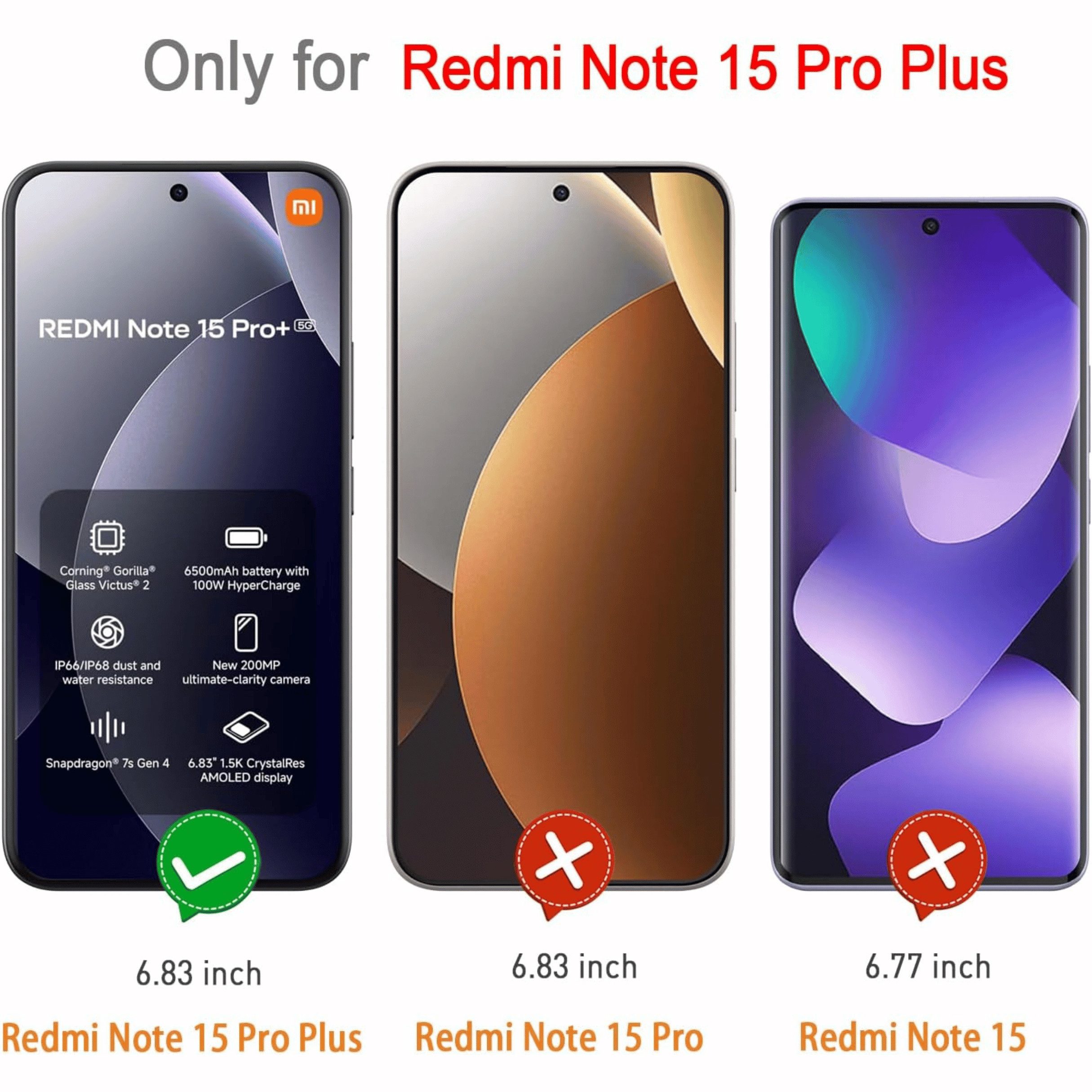 SmartUP Displayschutzglas 2X Schutzglas für Xiaomi Redmi Note 15 Pro Plus 5G Panzerfolie Screen für Xiaomi Redmi Note 15 Pro Plus 5G, 2 Stück, Rundumschutz, pas – Bild 2 von 5