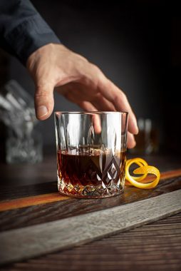 Sendez Whiskyglas 6 Whiskeygläser 280ml mit Relief Wassergläser Longdrinkgläser, Glas