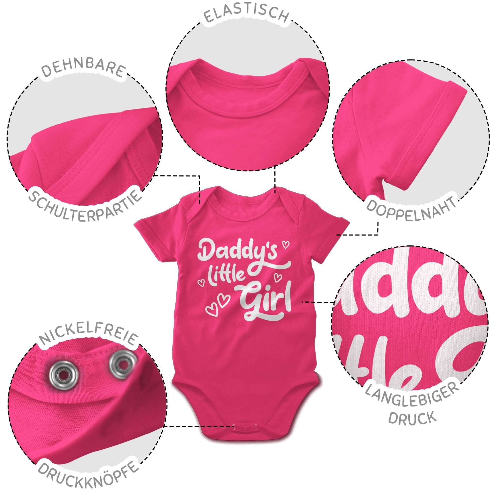 Fuchsia Shirtracer süß 3 Daddy's Geschenk little Shirtbody Baby Girl Vatertag weiß
