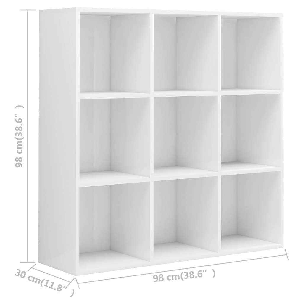cm 98x30x98 Hochglanz-Weiß Bücherregal Holzwerkstoff furnicato