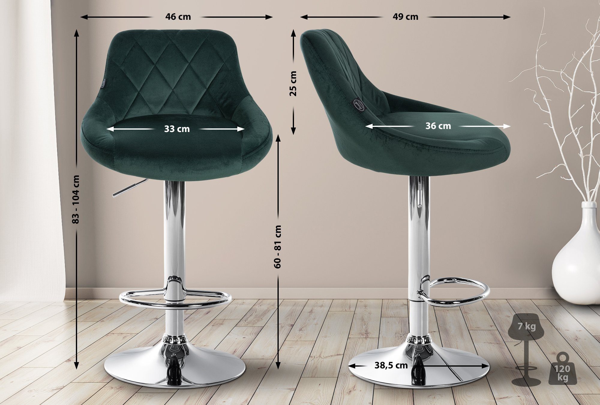 CLP Barhocker Lazio Samt (2er Set, günstig online kaufen