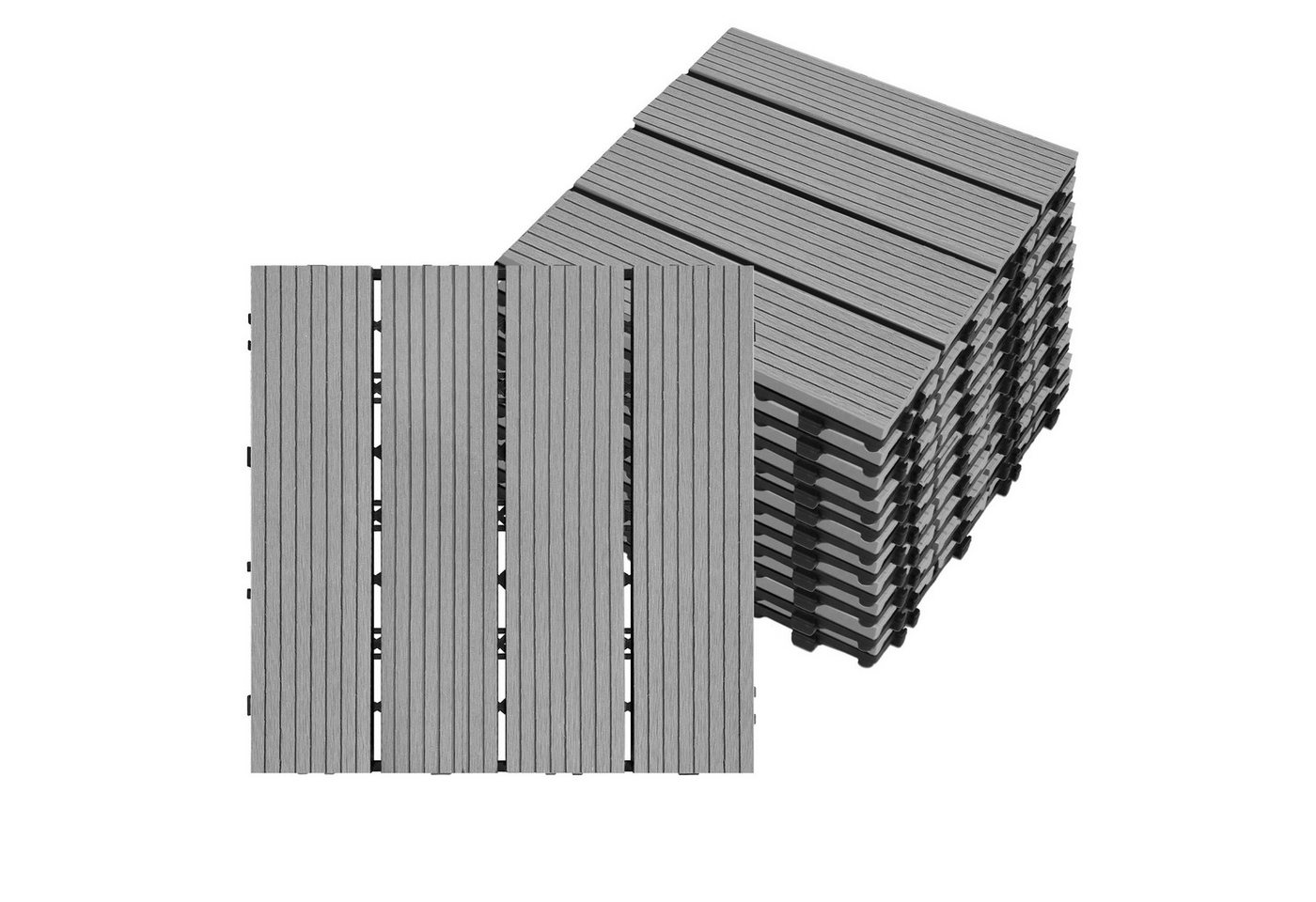 FIVMEN Terrassendielen Terrassenfliesen WPC 30x30cm Kunststoff Klickfliesen mit klicksystem, (Packung, 44-St., Filterbares Wasser Premium Fliese Terrassendielen), für Garten Balkon Terrasse
