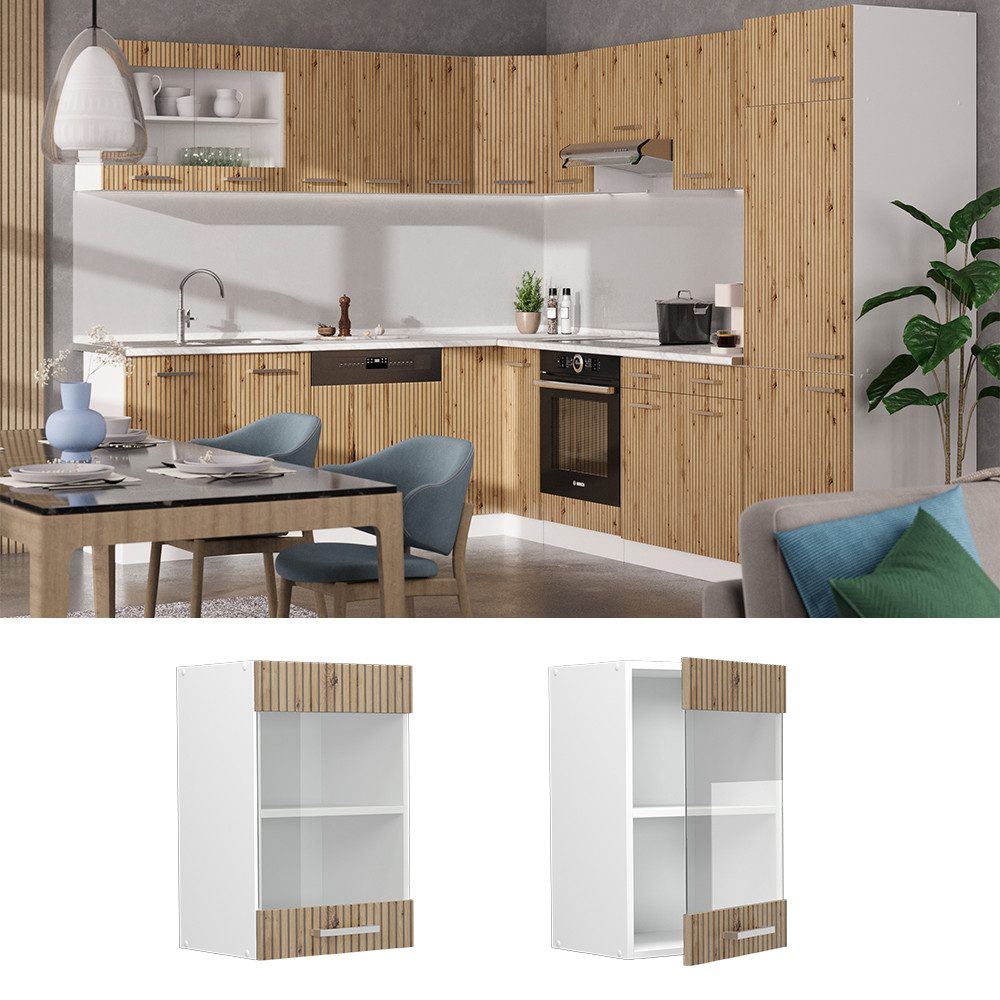 Vicco Glashängeschrank R-Line, Artisan-Eiche/Weiß, 40 cm günstig online kaufen