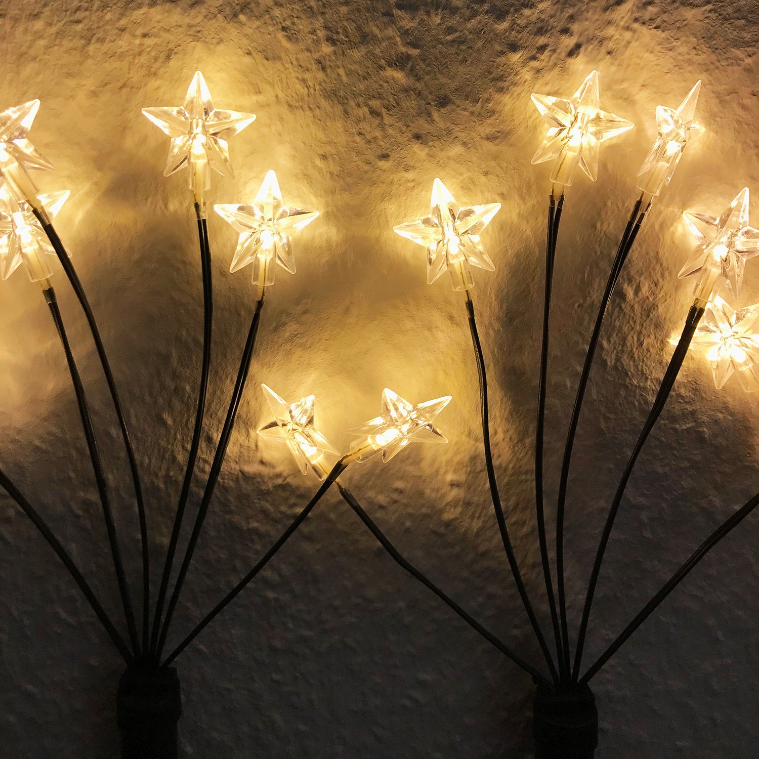 LED-Gartenleuchtstäbe Mojawo Set Sternen Lichtervorhang mit 4er 24 Batteriebetrieben