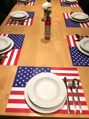 Platzset, Tischsets I Platzsets - Amerikanische Flagge - 10 Stück aus hochwertigem Papier 44 x 32 cm, Tischsetmacher, (10-St)
