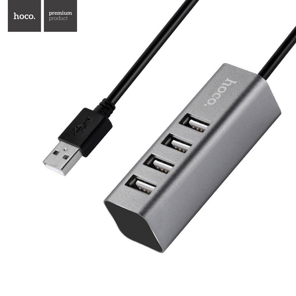 hoco. 4xUSB 2.0 HUB 4 Fach Verteiler Splitter Notebook PC Laptop silber HUB