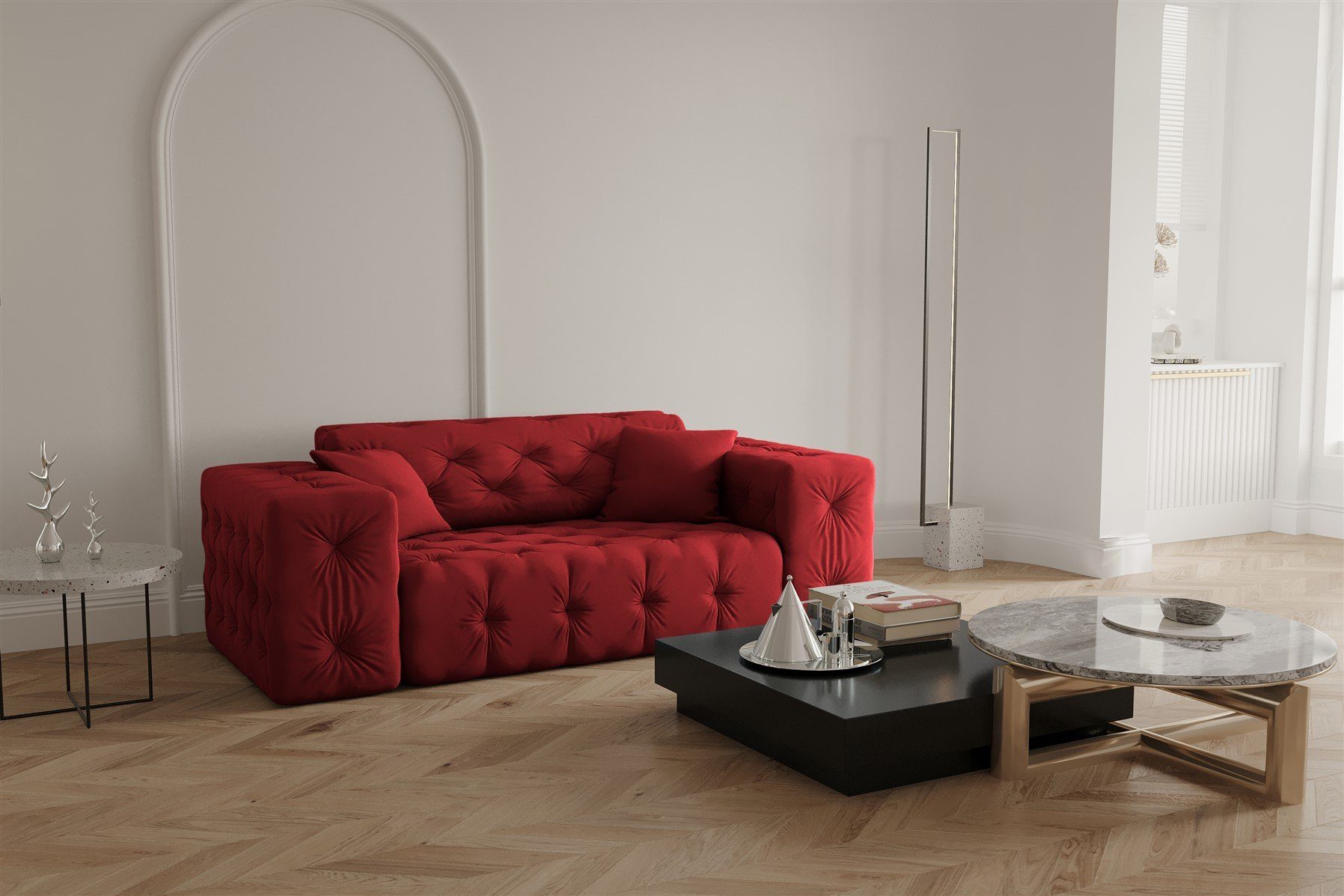 Fun Möbel Sofa Sofa Designersofa CHANTAL 2-Sitzer in Stoff Opera Velvet
