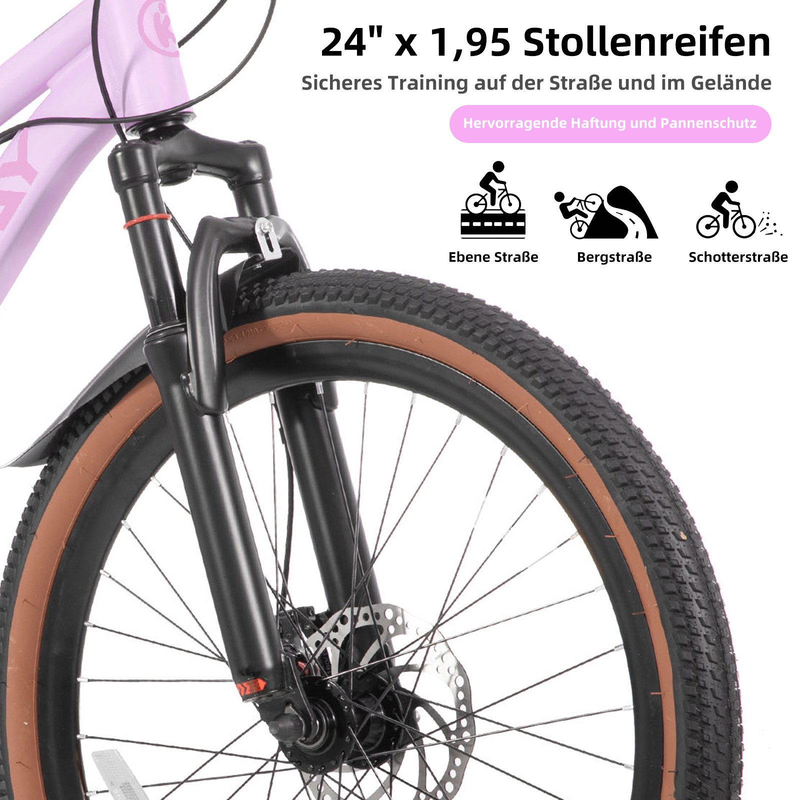 HILAND Kinderfahrrad 20"/24" Alu-Mountainbike Shimano 7-Gang, Federgabel & Scheibenbremsen