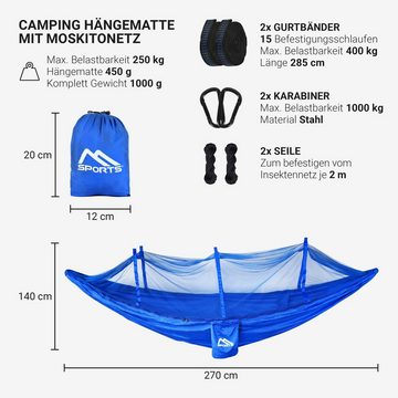 MSports® Hängematte MSports Hängematte mit Moskitonetz für Camping Outdoor Sonnenliege extra leicht