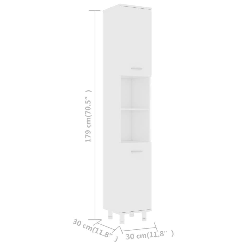 vidaXL Badezimmer-Set Badezimmerschrank Weiß 30x30x179 cm Holzwerkstoff, (1-St)