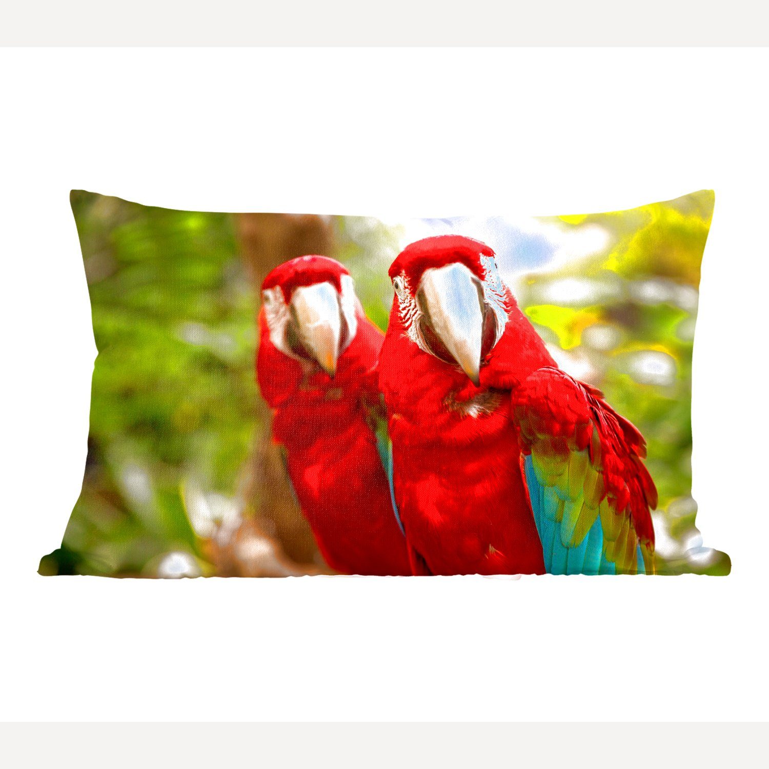 MuchoWow Dekokissen Papageien - Vögel - Dschungel, Wohzimmer Dekoration, Zierkissen, Dekokissen mit Füllung, Schlafzimmer