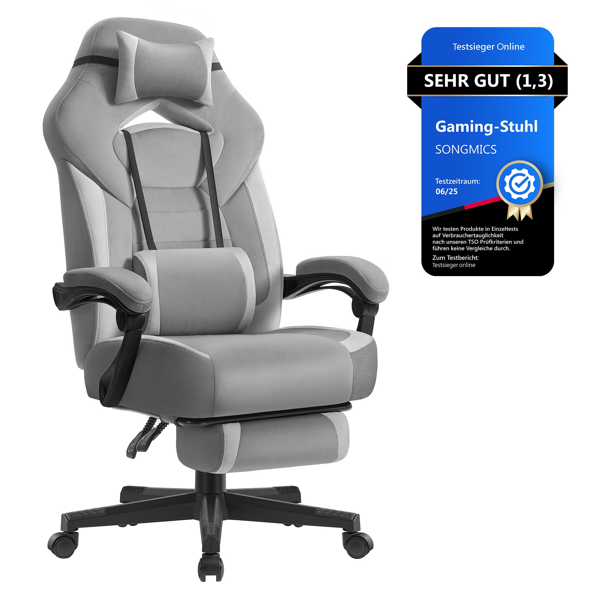 SONGMICS Bürostuhl, Gaming-Stuhl, Computerstuhl, ergonomisches Design, mit Fußstütze
