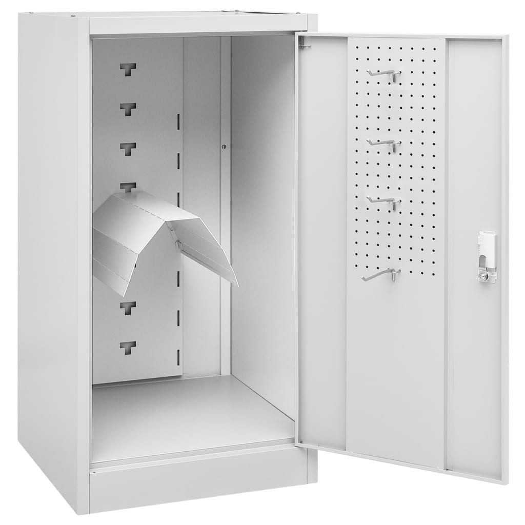 furnicato Stauraumschrank Sattelschrank Hellgrau 53 x 53 x 105 cm mit abschließbarer Tür (1-St) Sattelkammer mit höhenverstellbarem Halter und Haken für den Stall