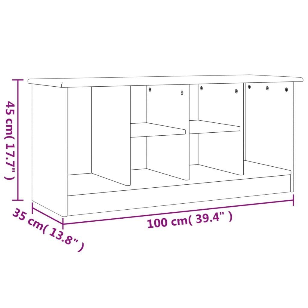 Truhenbank 100x35x45 ALTA Massivholz furnicato Weiß Kiefer Schuhbank cm