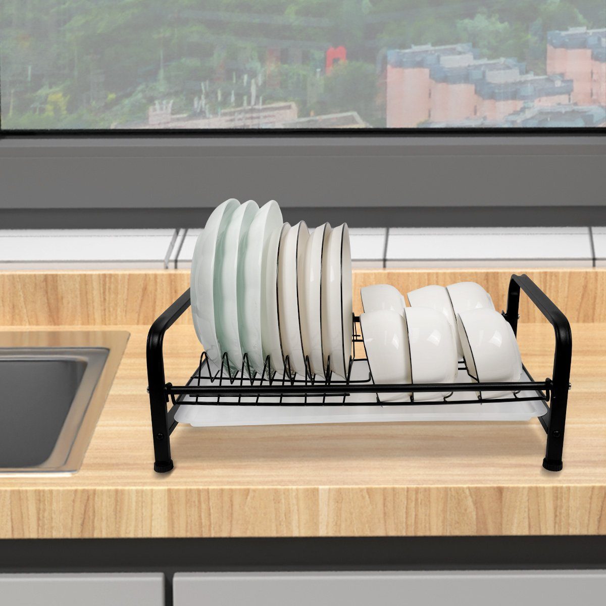 Besteckhalter Küchenabtropfgestell abnehmbarem mit MOOHO Geschirrständer Geschirrabtropfgestell,